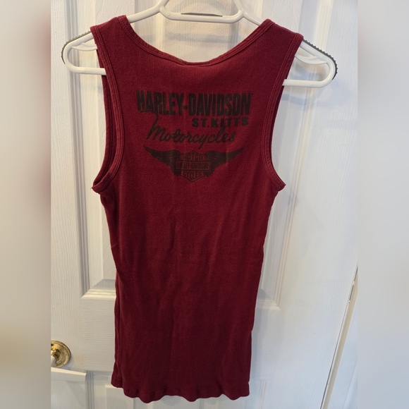 Harley Davidson Burgundy Graphic Tank Top With Black Rhinestones Women's Medium - Picture 5 of 5